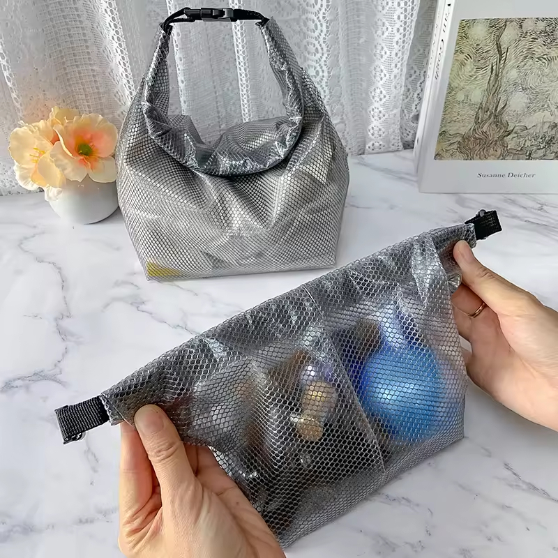 Customizable Transparent PVC Mesh Storage Bag Waterproof Square Bottom Plastic for Swimming Socks and Clothing