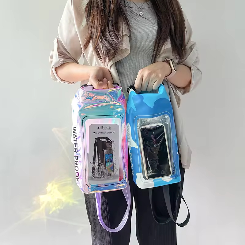 Custom Logo PVC Dry Sack Fashionable Outdoor Sports Beach Transparent Ocean Pack Waterproof Swimming Hiking Backpack Clear Wet