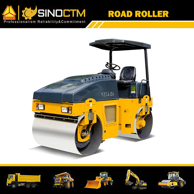 YZC4.5H FULL HYDRAULIC DOUBLE DRUM VIBRATORY ROLLER,Operating Weight:4500kg