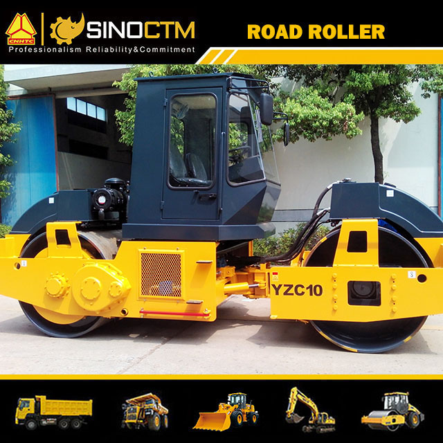 DOUBLE DRUM VIBRATORY ROLLER,Operating Weight:10000kg
