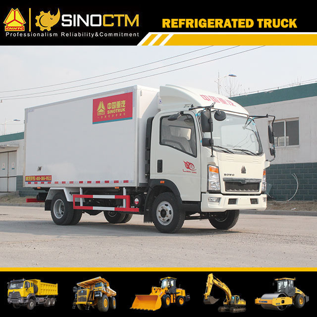 Sinotruck HOWO 4X2 5tons Refrigerated Cold Room Van Trucks Price with Aluminum Shutter Door