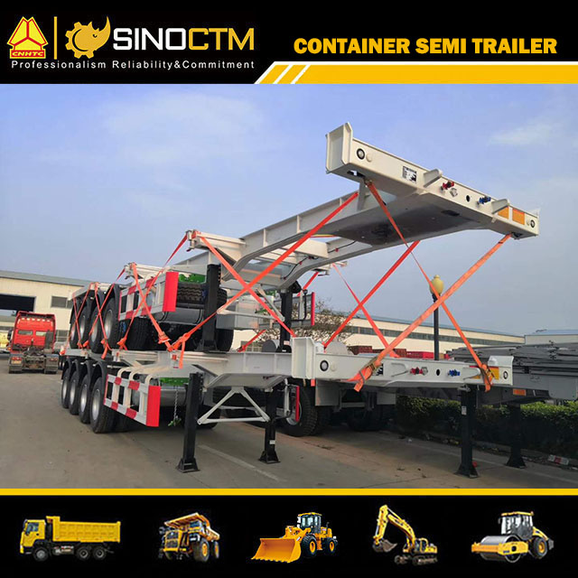 40FT 3 Axle Flatbed/Cargo Transport Semi Trailer with 10PCS Container Lock