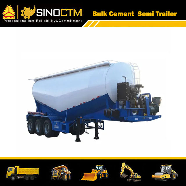35cbm Bulk Cement Transport Tanker Semi Trailer with Hf Diesel Engine Air Compressor