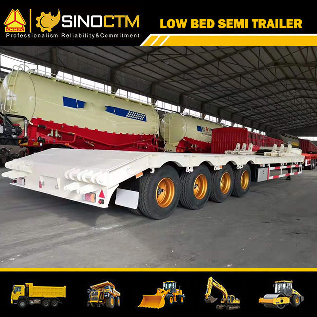 Low Bed Trailer Truck Semi Trailers for Excavator Transport