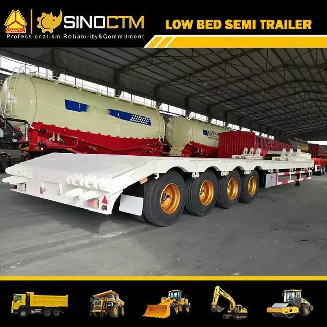Low Bed Trailer Truck Semi Trailers for Excavator Transport