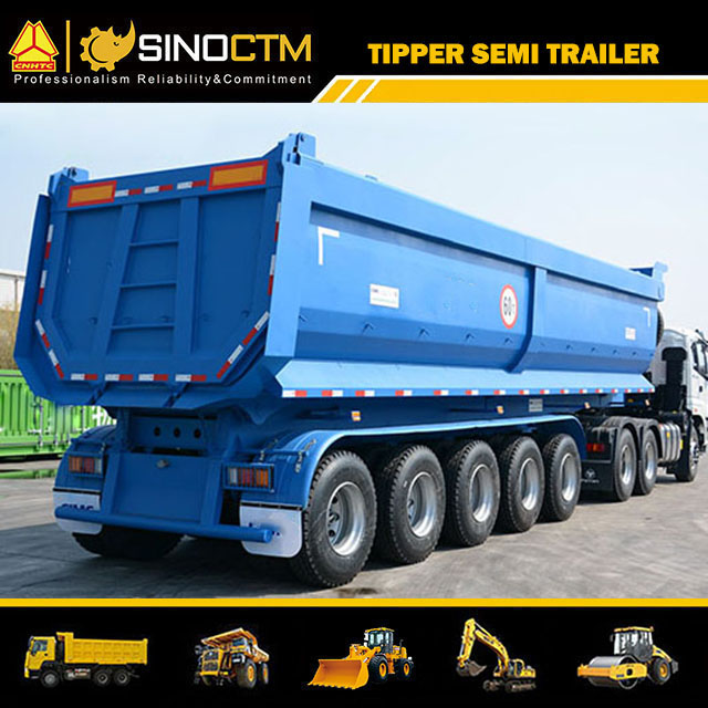 Five Axle Hydraulic Cylinder Dump Trailer, Rear Dumper Truck Trailer