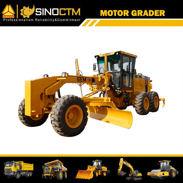 220HP Motor Grader SEM921 with Front Blade Shank Ripper