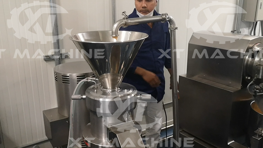 Tostador de nueces de aire caliente de cinta continua en funcionamiento en Colombia