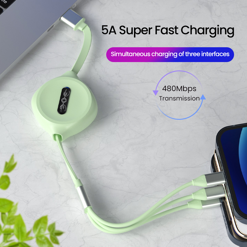 A031 Три интерфейса для зарядки, более подходящие для путешествий, поддерживают устройства с интерфейсом lightning / Type-c /Micro UsB