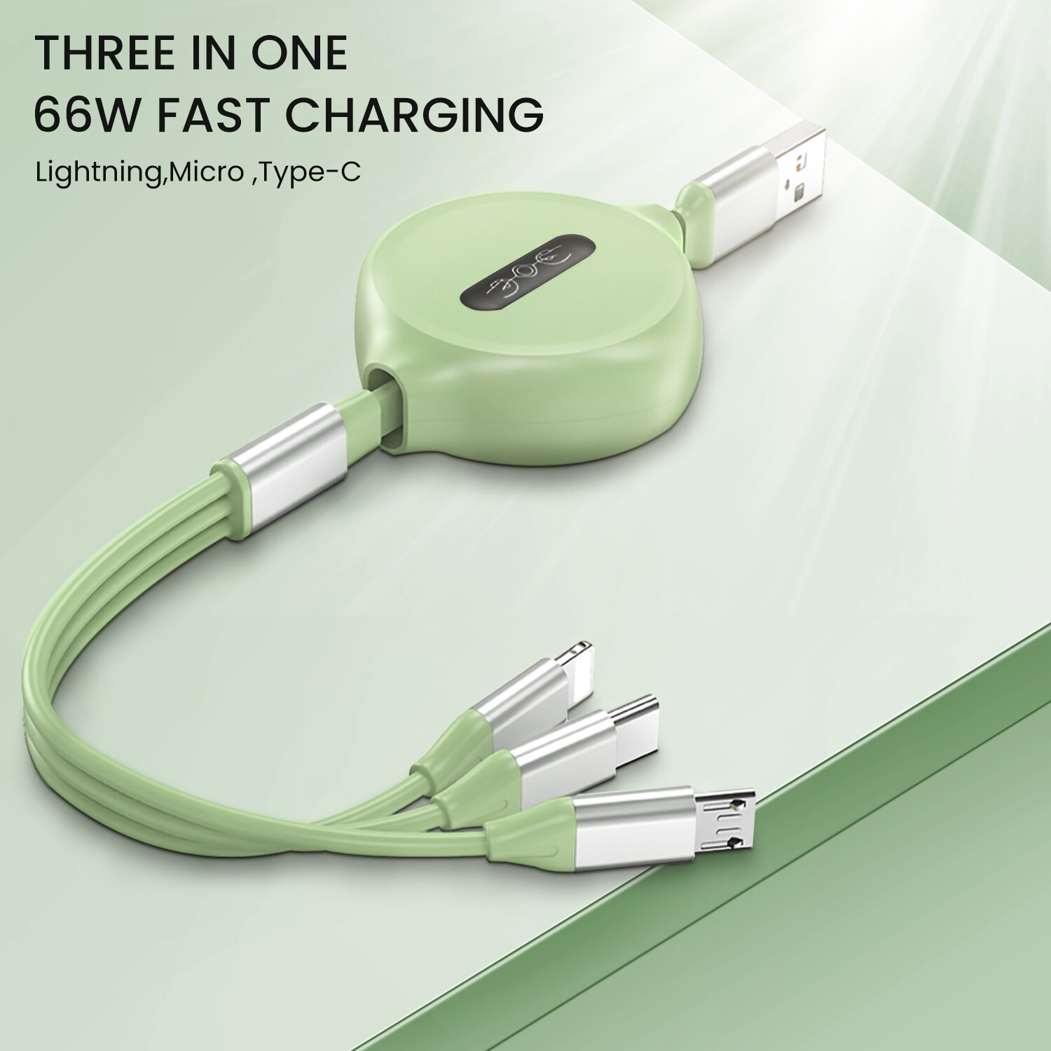 A031 Три интерфейса для зарядки, более подходящие для путешествий, поддерживают устройства с интерфейсом lightning / Type-c /Micro UsB