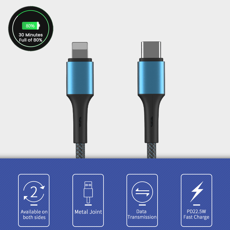 Кабель для быстрой зарядки и передачи данных PD PD22.5W Высокая термостойкость, устойчивость к коррозии и изгибу