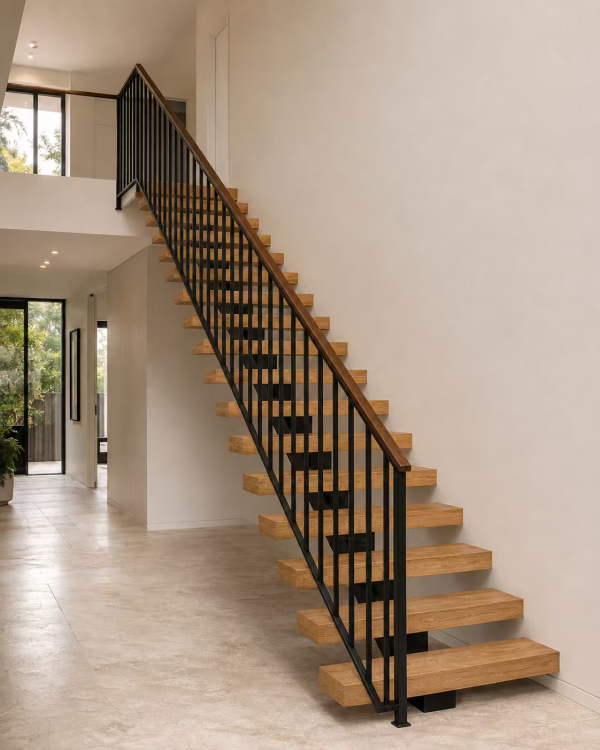 1-1 Straight Floating Timber Staircase