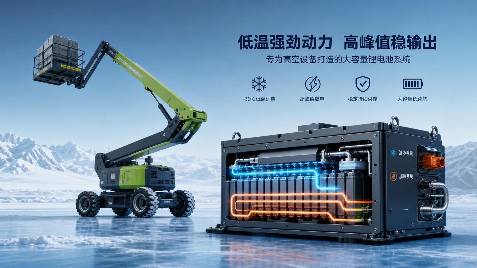 寒冷天气和重载工作循环下的臂式高空作业平台电池选型