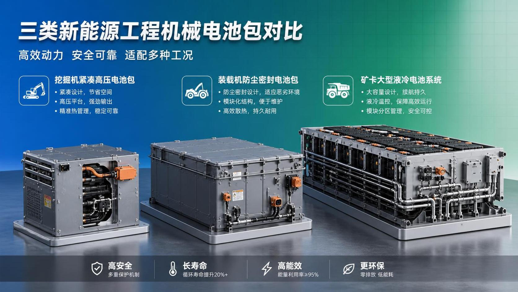 挖掘机、装载机和矿用卡车电池包：关键设计差异