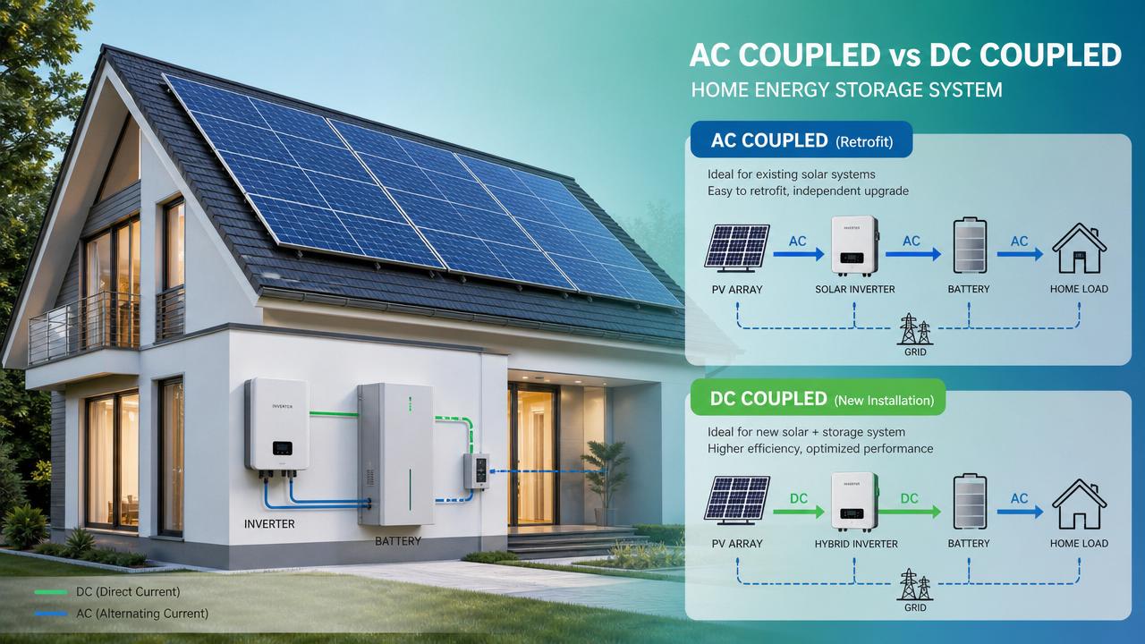 Armazenamento de Energia Residencial para Solar: Sistemas Acoplados em CA vs. Acoplados em CC Comparados