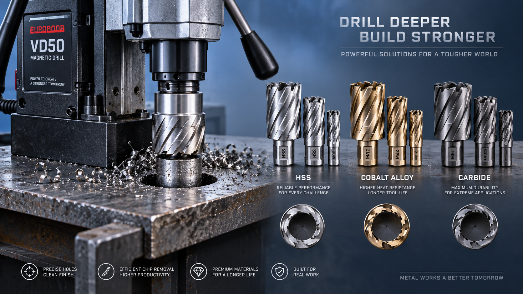 Why Annular Cutter Selection Matters for Magnetic Drill VD50 Productivity Почему выбор кольцевой фрезы важен для производительности магнитной дрели VD50