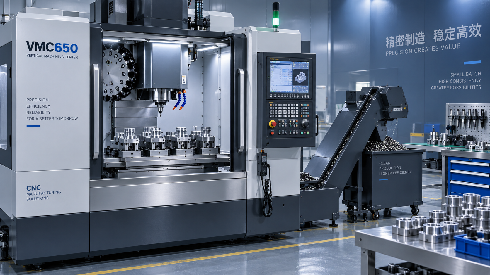 VMC650 Selection Criteria for Precision Parts and Medium-Batch Output Criterios de selección de la VMC650 para piezas de precisión y producción de lotes medianos