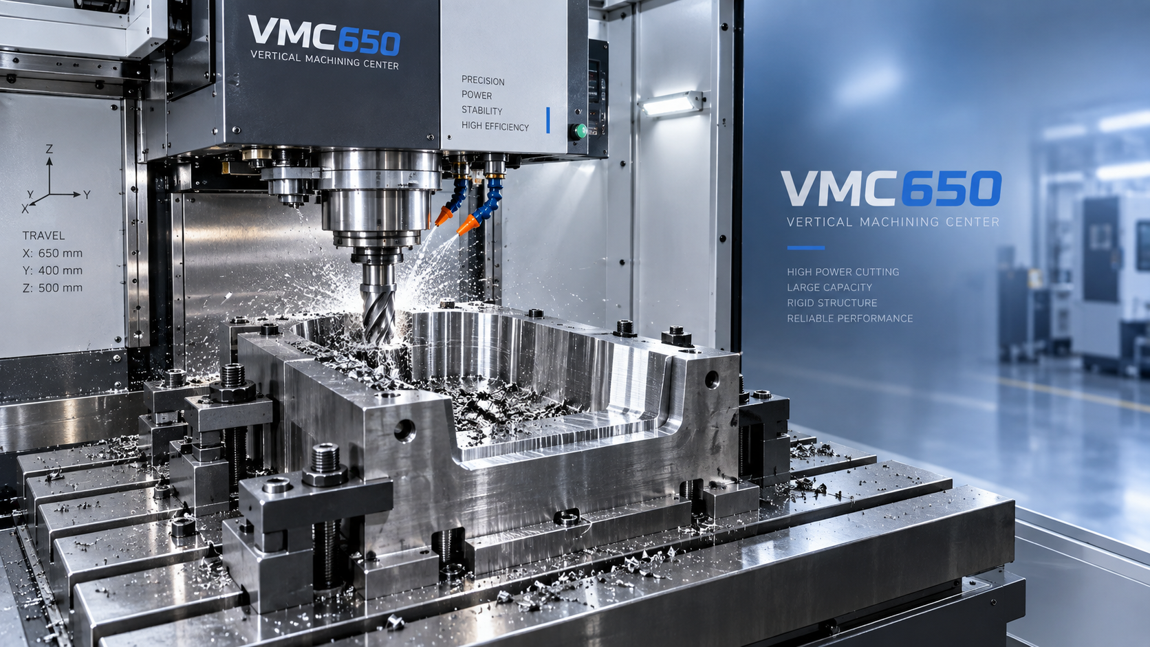 How VMC650 Travel, Table Load, and Spindle Power Shape Part Capability Как диапазон перемещений, грузоподъемность стола и мощность шпинделя VMC650 определяют возможности обработки деталей