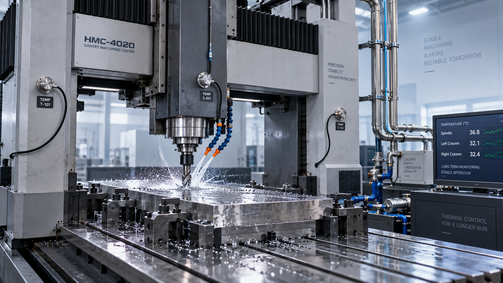 Thermal Drift in Gantry Machining Centers During Long Cutting Cycles Тепловой дрейф портальных обрабатывающих центров при длительных циклах резания