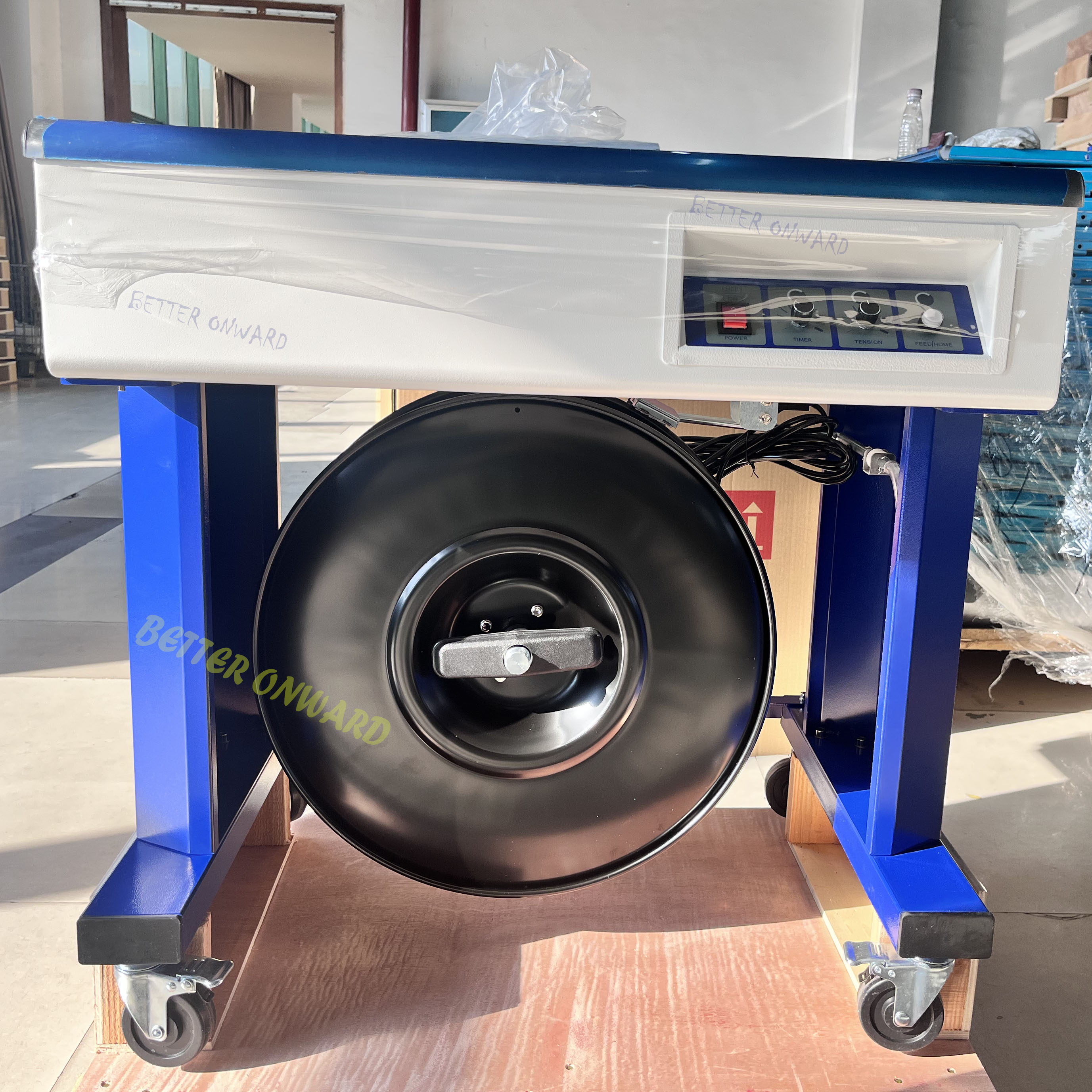 YS-A2H Electric Semi Automatic Polypropylene Straps Strapping Machine with Feed/Tension/Seal/Cut function