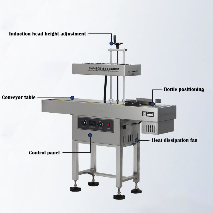 LGYF-1900A Air Cooling Continuous Aluminum Foil Sealing Machine Glass Bottle Electromagnetic Induction Sealer
