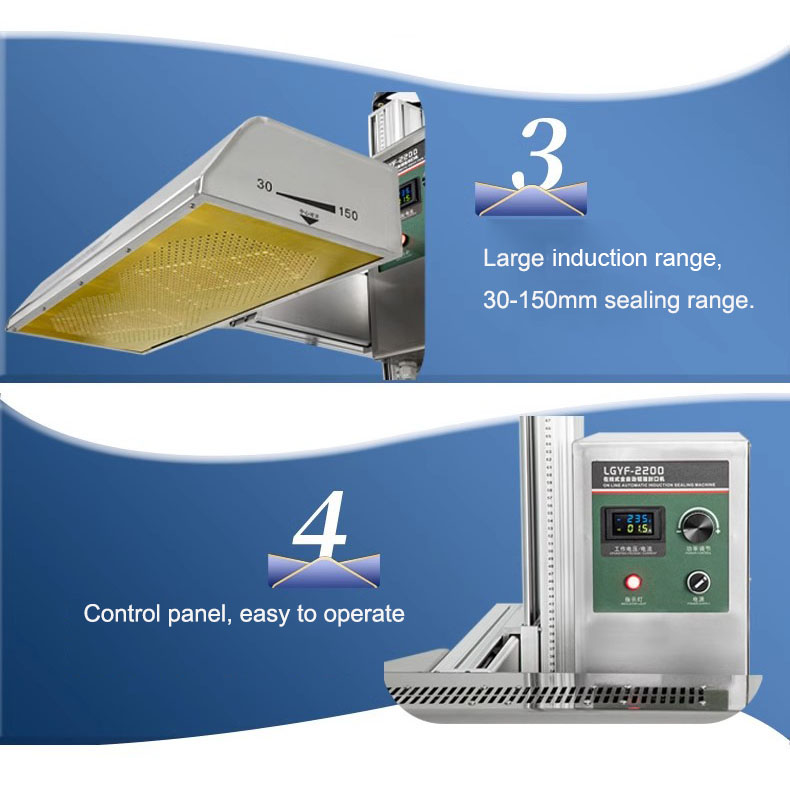 LGYF-2200 Automatic Continuous Electromagnetic Induction Aluminum Foil Sealer for Sealing Plastic and Glass Bottle