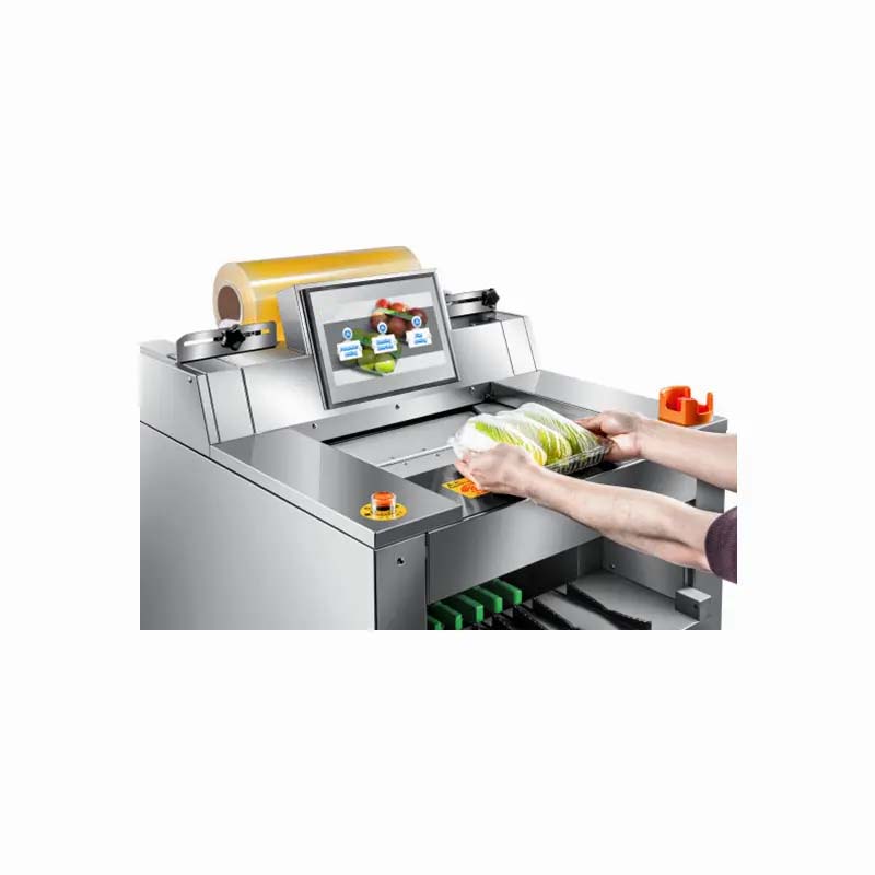 Super 900 Tabletop Automatic Cling Film Tray Wrapping Machine for Food Packing