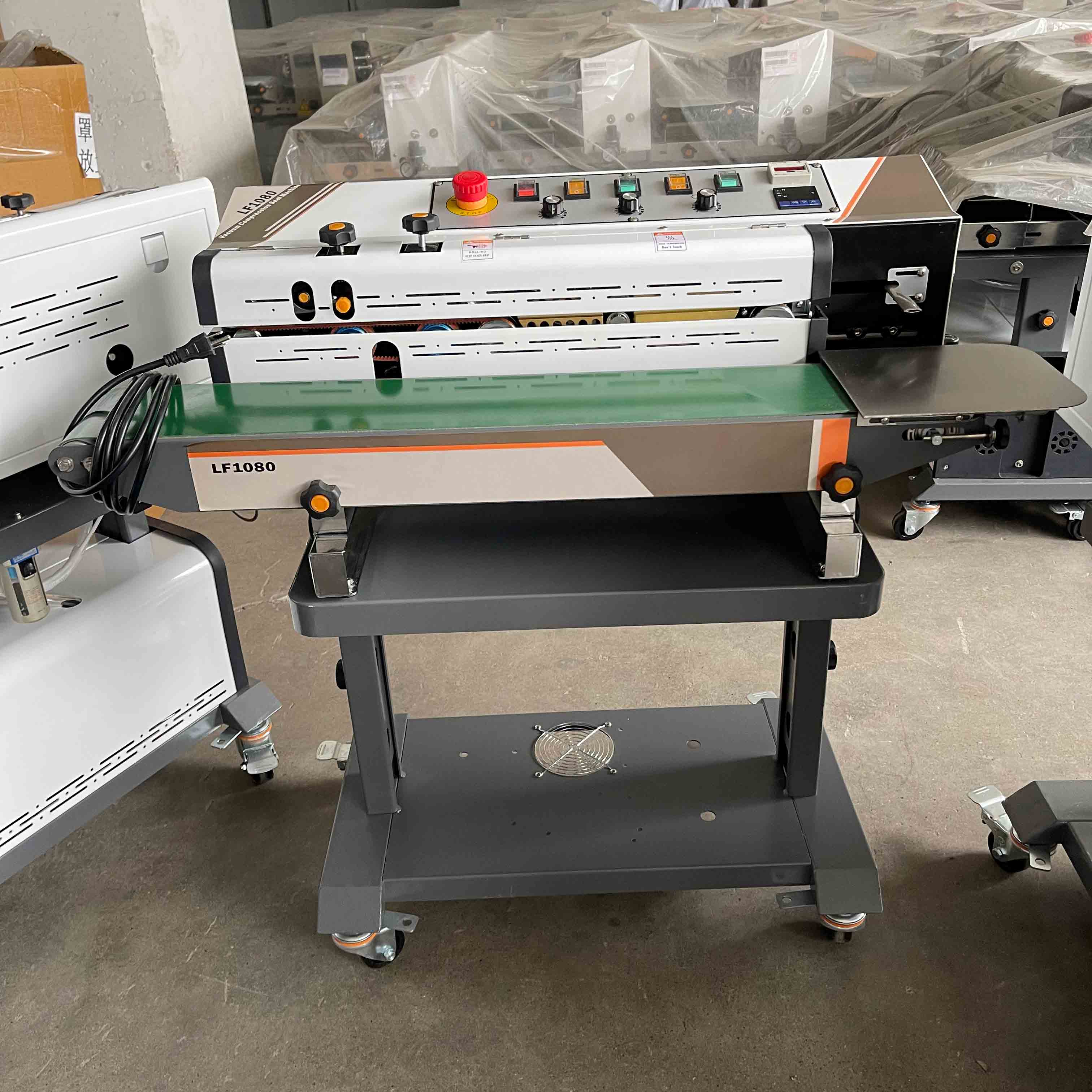 LF1080C Nitrogen Gas Flushing Continuous Band Sealer Kraft Paper Bags Plastic Film Sealing Machine With Ink Roller Printing