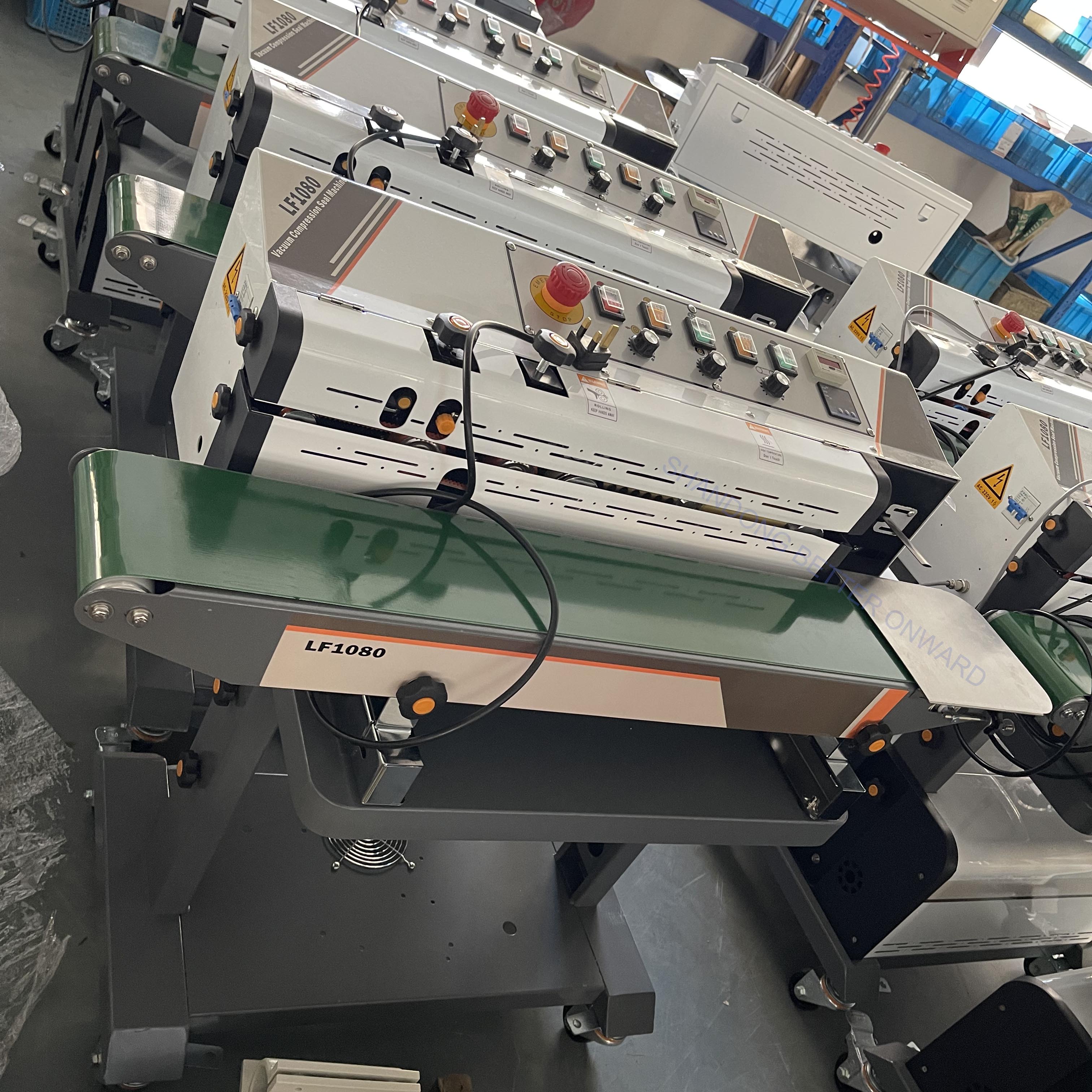 LF1080C Nitrogen Gas Flushing Continuous Band Sealer Kraft Paper Bags Plastic Film Sealing Machine With Ink Roller Printing