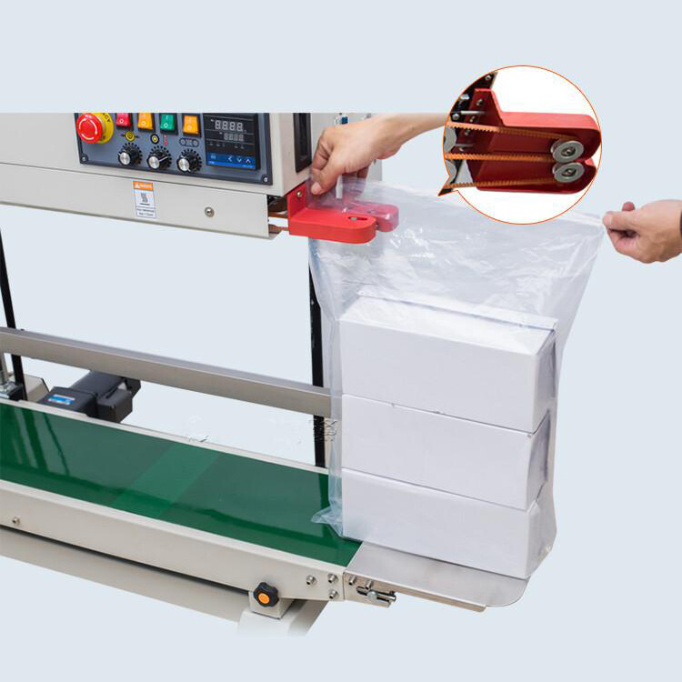 FRD-1200V Continuous Automatic Pouches Bags Plastic Film Heat Sealing Machine Band Sealer Machine for Food Packaging Line