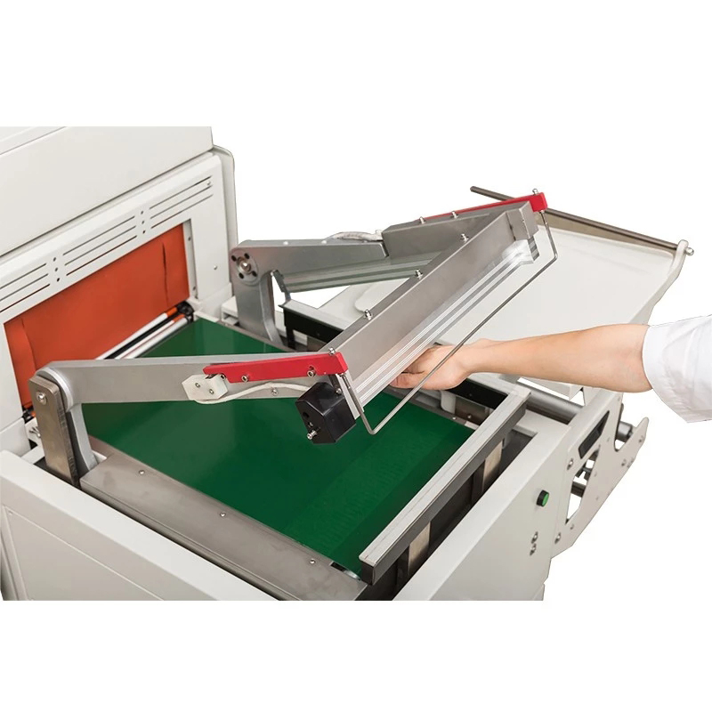 DFS-450 Semi-Automatic Continuous Conveying Food Biscuit Cookie Box Package Plastic Film L Type Seal-Cut-Shrink Wrapping Machine