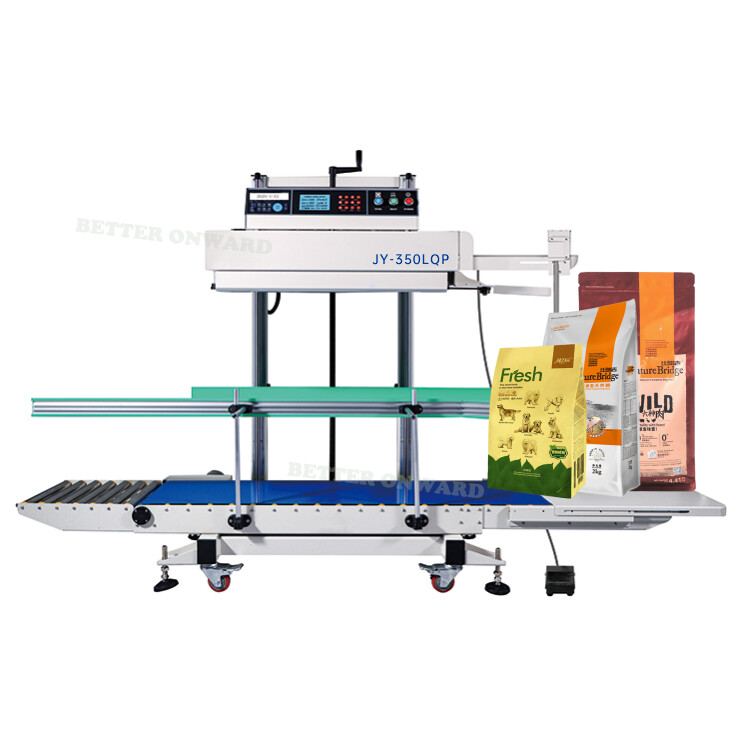 JY-350LQP Vertical Vacuum Air Extraction Plastic Film Food Bags Sealing Machine with Printing