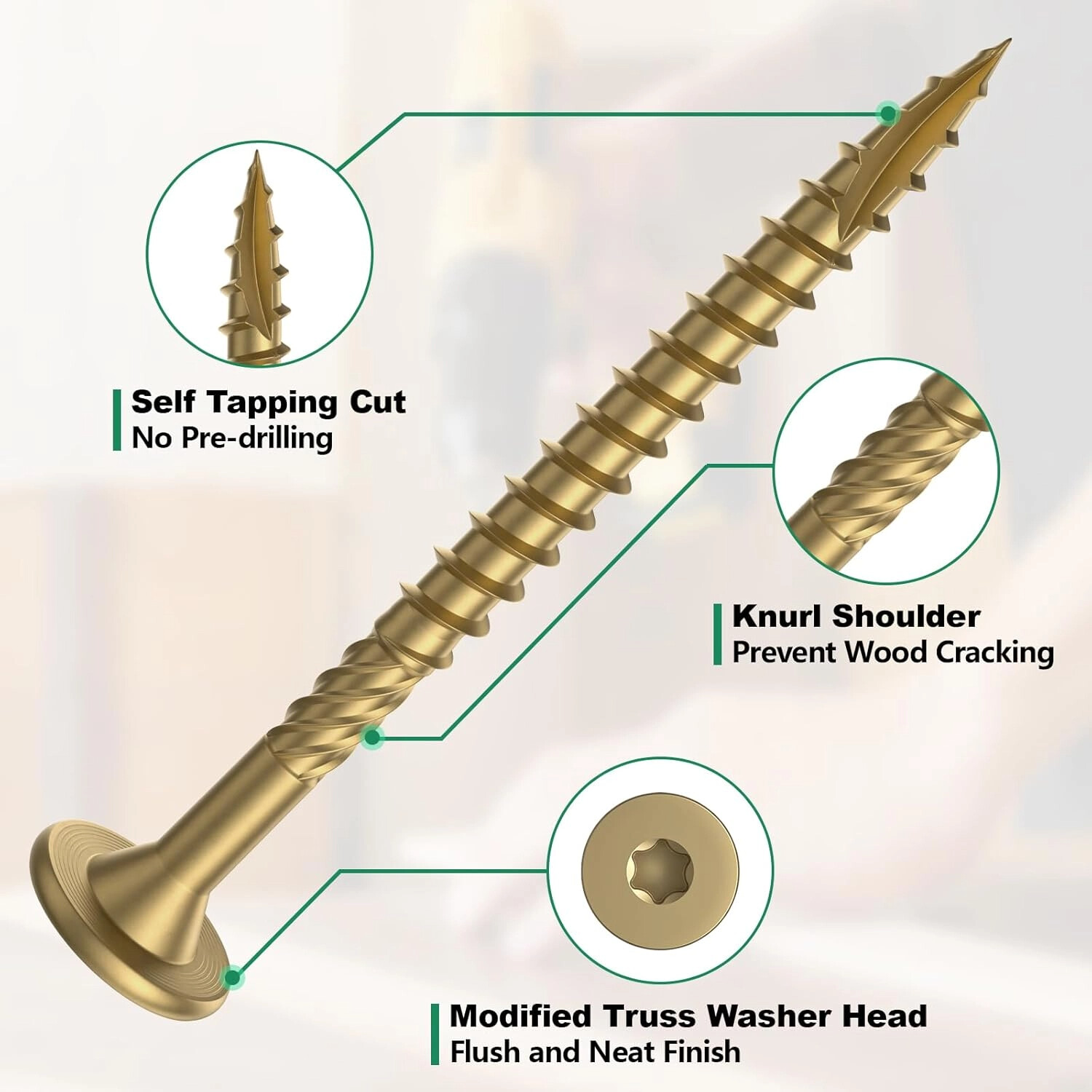Heavy-Duty Outdoor Deck Screws, 50Pcs Star Drive Decking Wood Screws, Rust Resistant Timber Screws for Timber/Log/Landscaping Wood