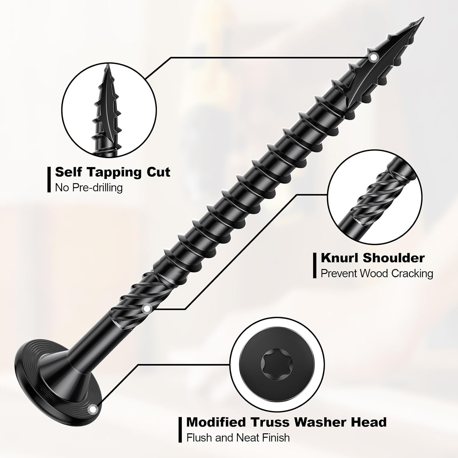 Heavy-Duty Outdoor Wood Screws Assortment Fastener Kit, 50Pcs Star Drive Deck Screws, Rust Resistant Timber Screws for Timber/Log/Landscaping Wood