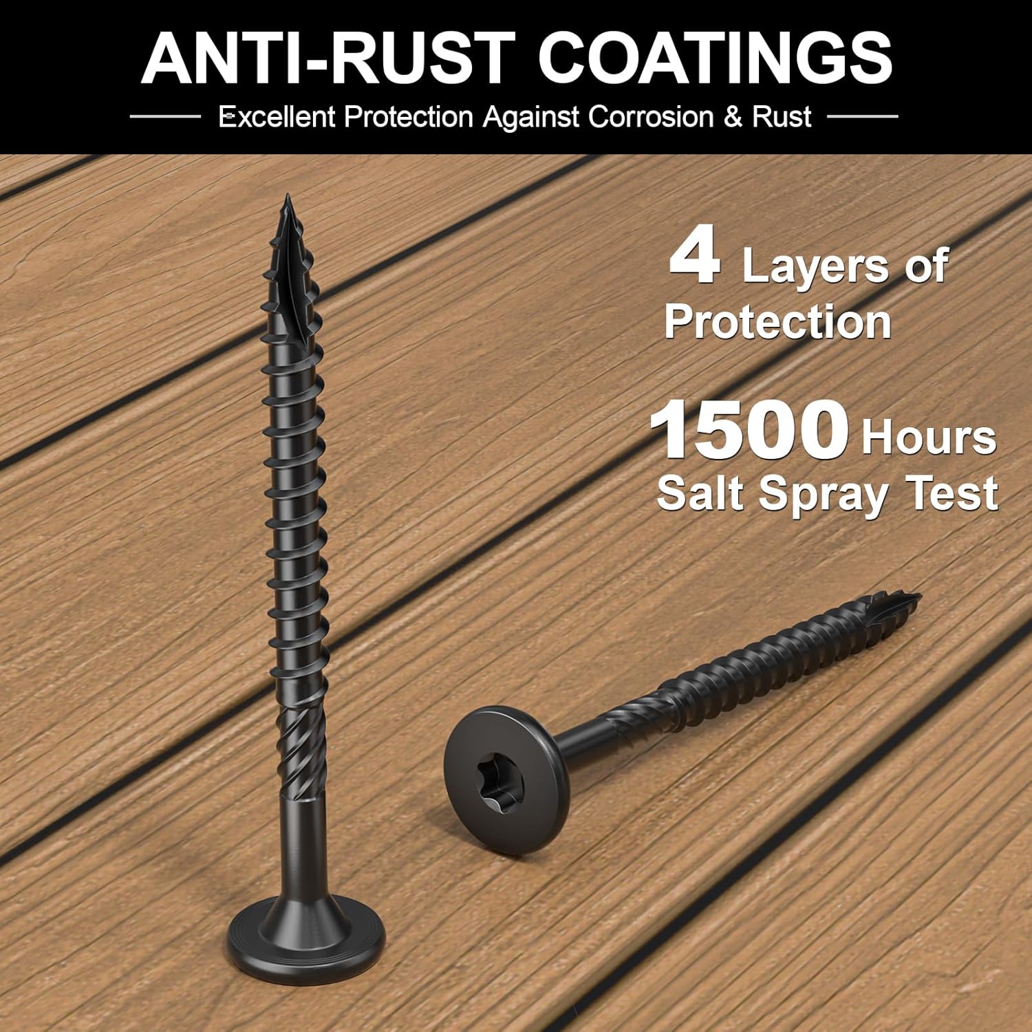 Heavy-Duty Outdoor Wood Screws Assortment Fastener Kit, 50Pcs Star Drive Deck Screws, Rust Resistant Timber Screws for Timber/Log/Landscaping Wood