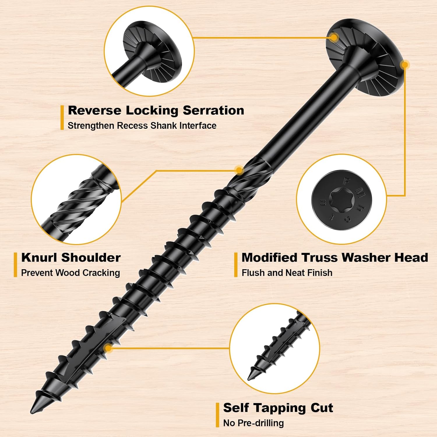 Wood Structural Lag Screws  Star Drive Decking Wood Screws, Rust Resistant Timber Screws for Timber/Log/Landscaping