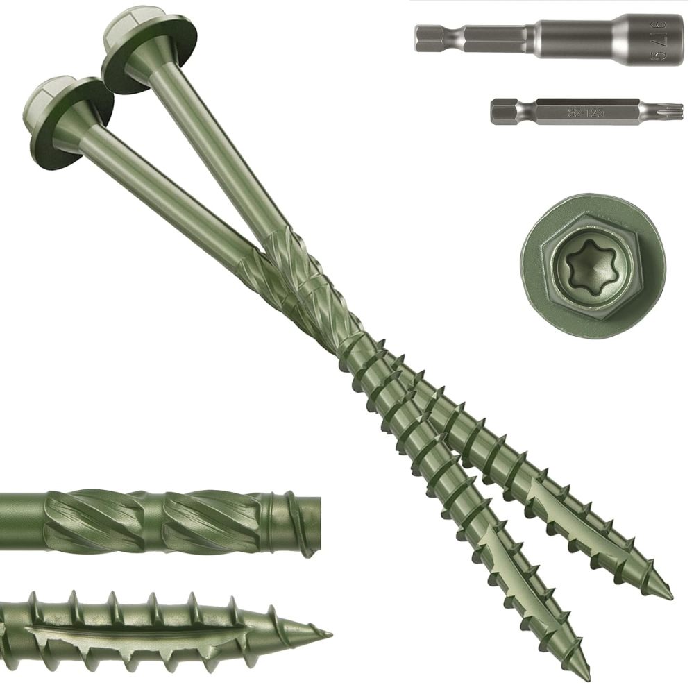 Wood Structural Screws  Hex Head Lag Screws, Rust Resistant Timber Screws for Timber/Log/Landscaping Wood