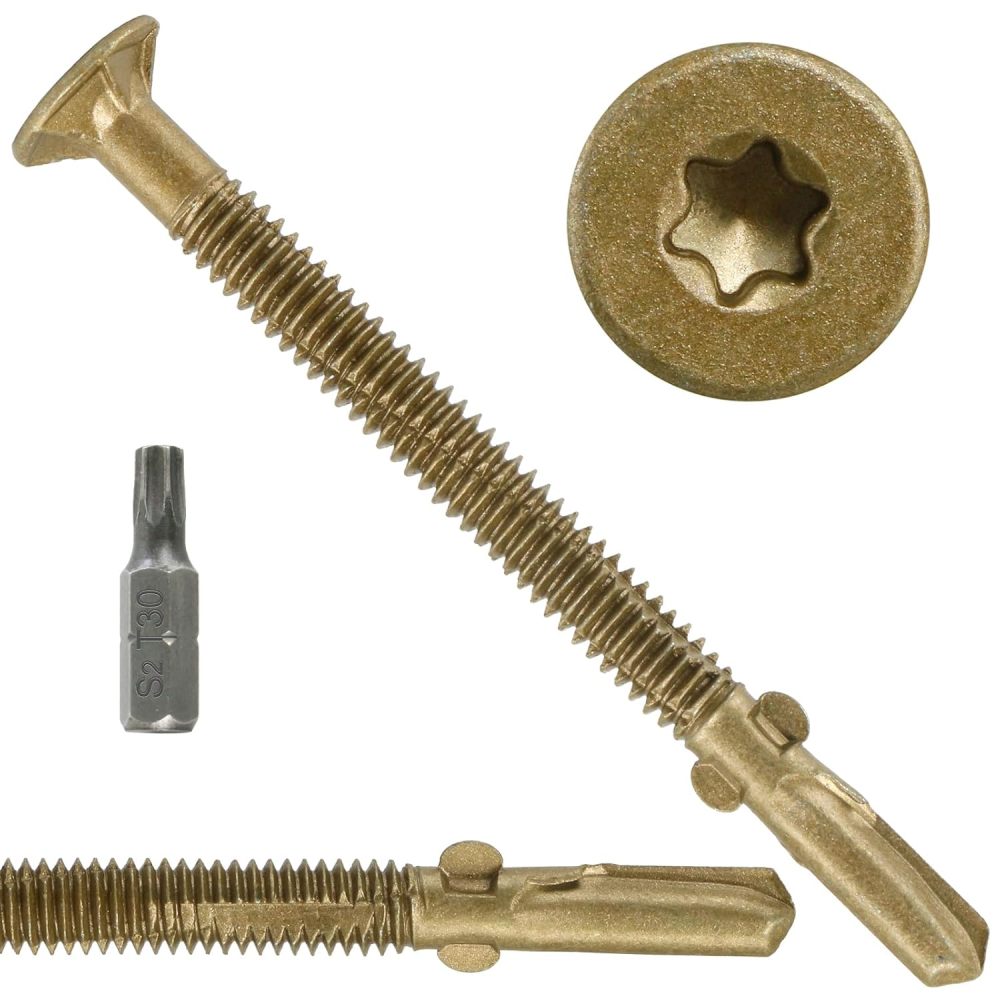 Trailer Deck Screws, Self-Tapping Sheet Wood Metal Screw, Star Bits Reamer Tek Screws for Trailers, for Attaching Wood to Steel