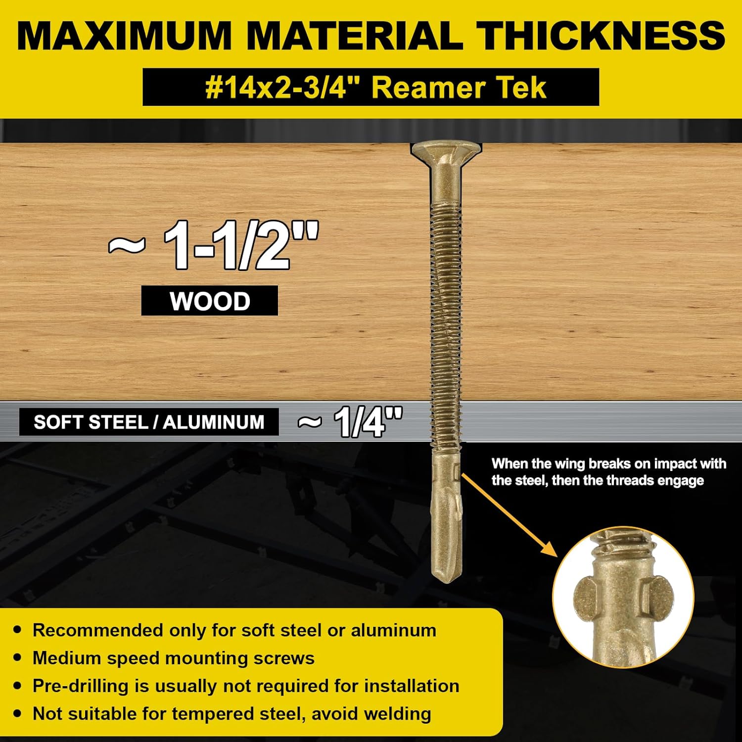 Trailer Deck Screws, Self-Tapping Sheet Wood Metal Screw, Star Bits Reamer Tek Screws for Trailers, for Attaching Wood to Steel