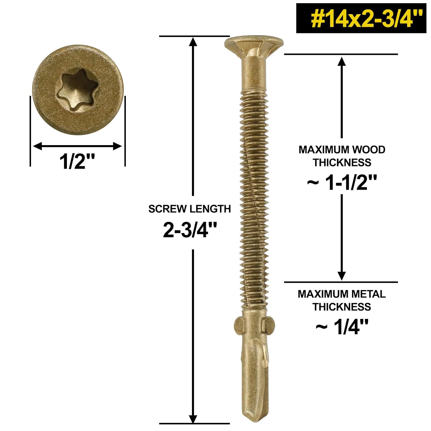 Trailer Deck Screws, Self-Tapping Sheet Wood Metal Screw, Star Bits Reamer Tek Screws for Trailers, for Attaching Wood to Steel