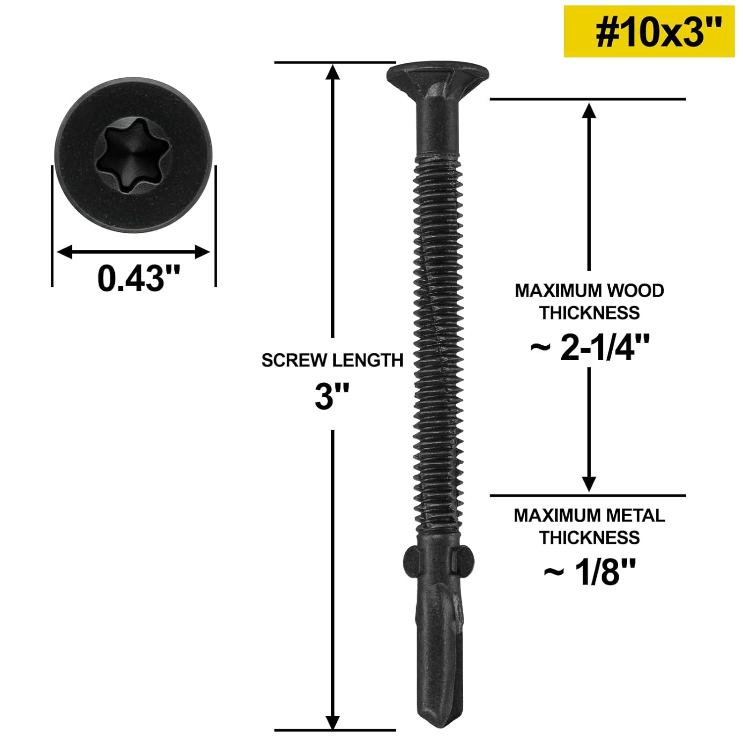 Trailer Deck Screws, Self-Tapping Sheet Wood Metal Screw, Star Bits Reamer  Screws for Trailers, for Attaching Wood to Steel(Black)