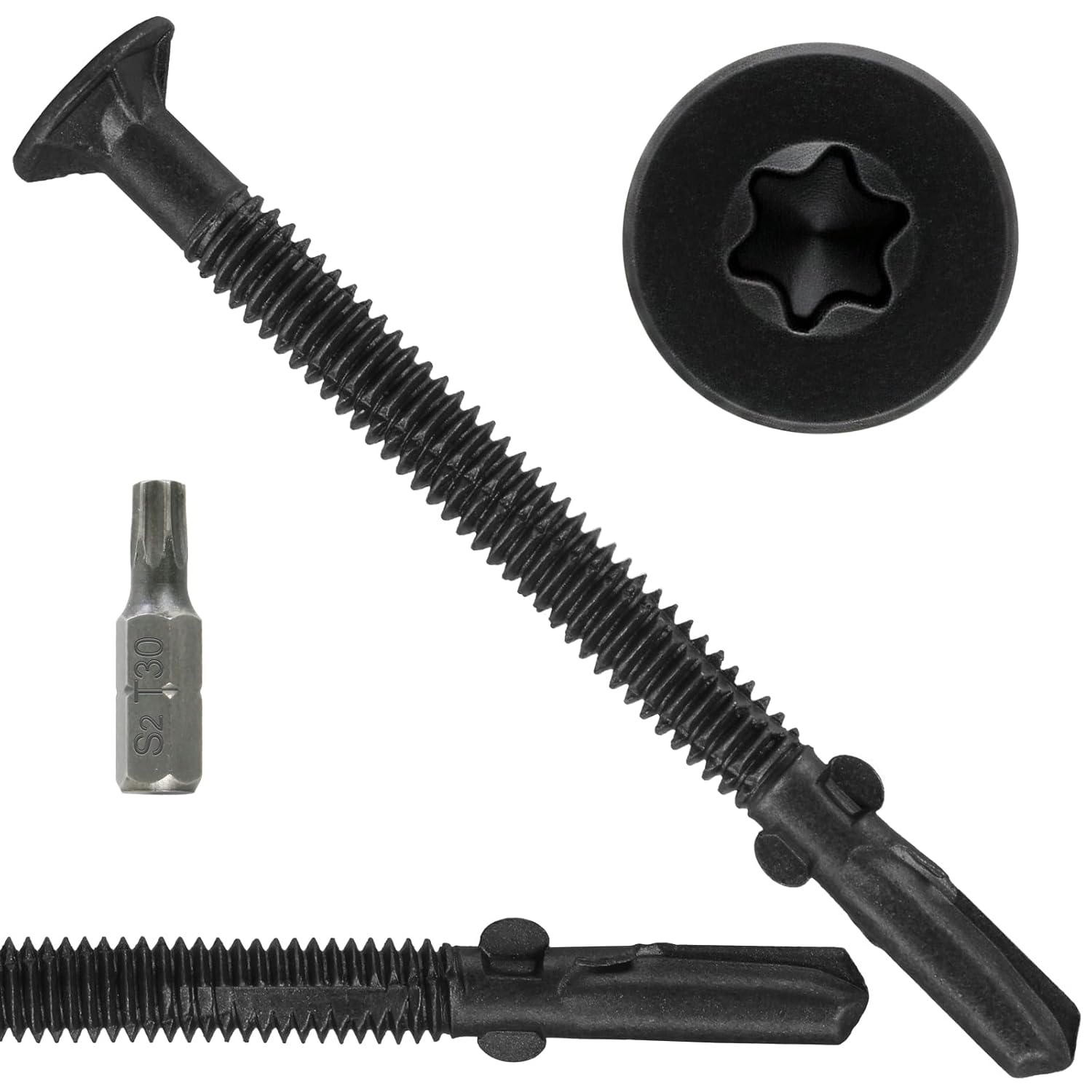 Trailer Deck Screws, Self-Tapping Sheet Wood Metal Screw, Star Bits Reamer Screws for Trailers, for Attaching Wood to Steel(Black) Trailer Deck Screws, Self-Tapping Sheet Wood Metal Screw, Star Bits Reamer Screws for Trailers, for Attaching Wood to Steel(Black)