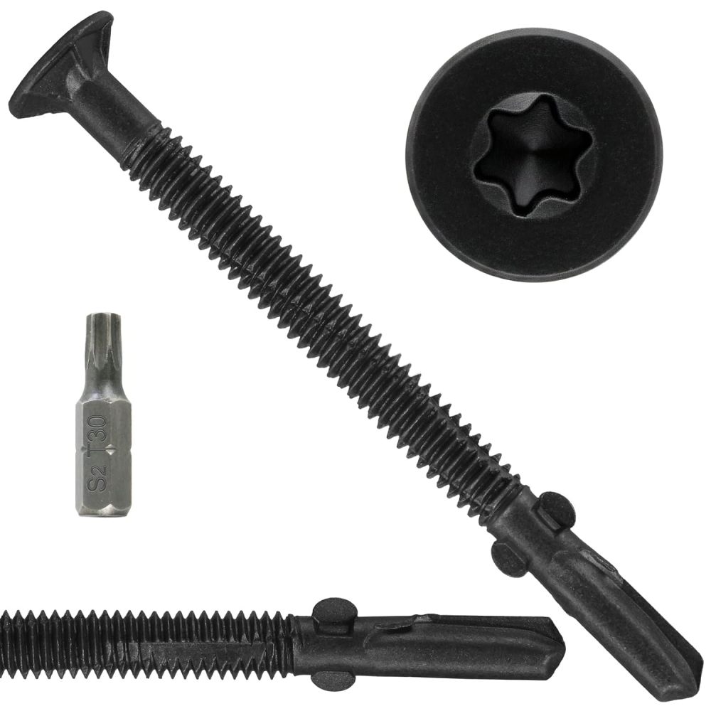Trailer Deck Screws, Self-Tapping Sheet Wood Metal Screw, Star Bits Reamer  Screws for Trailers, for Attaching Wood to Steel(Black)