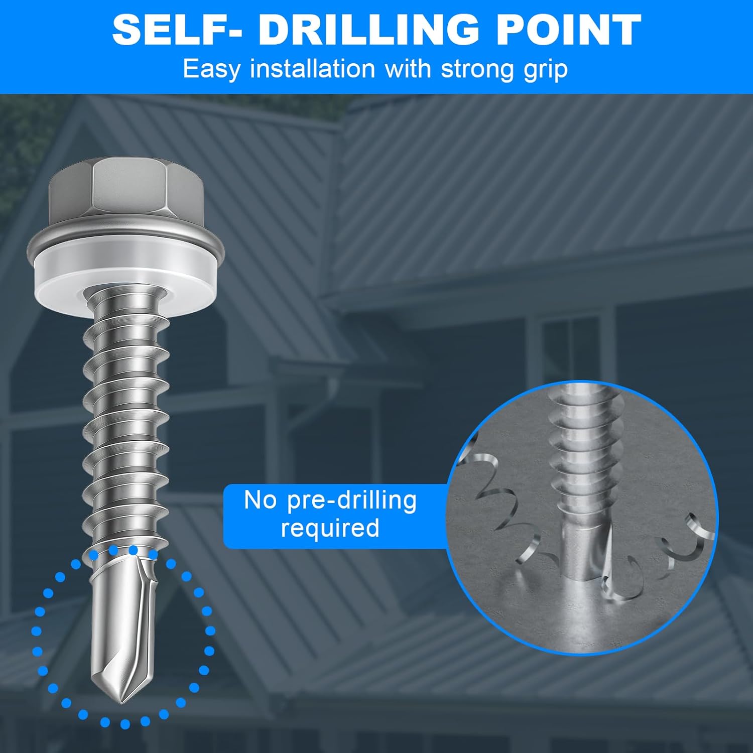 Self Tapping Screws, Sheet Metal Screws , Self Drilling Screws for Metal with Hex Washer Head