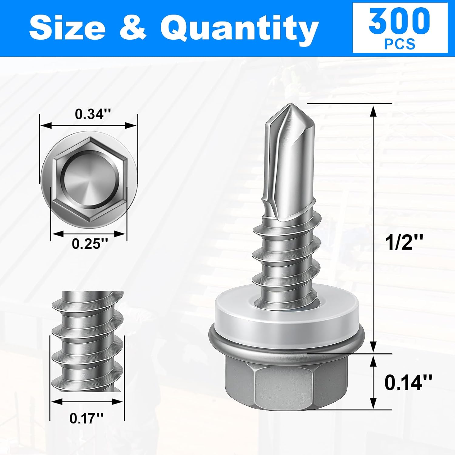 Self Tapping Screws, Sheet Metal Screws , Self Drilling Screws for Metal with Hex Washer Head