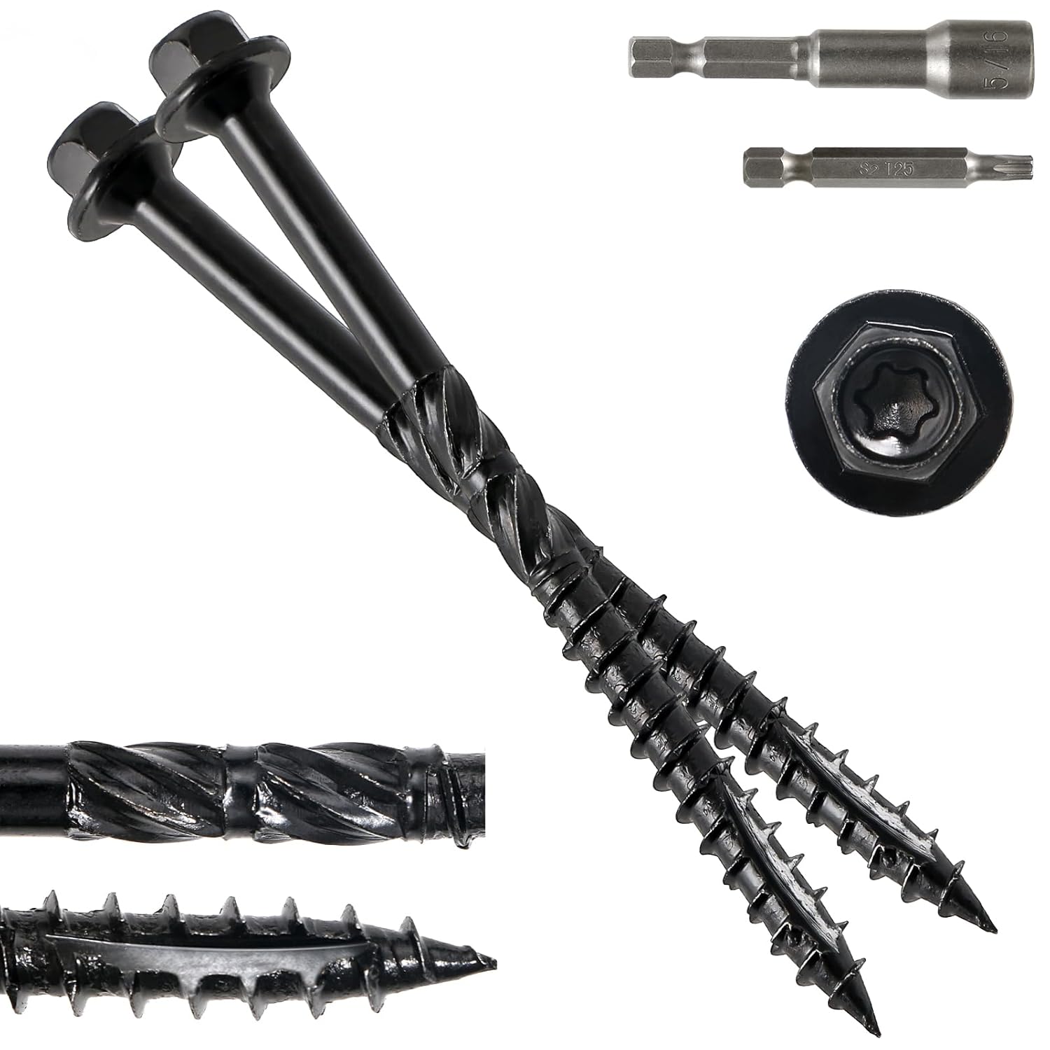 Wood Structural Screws Hex Head Lag Screws, Rust Resistant Timber Screws for Timber/Log/Landscaping Wood