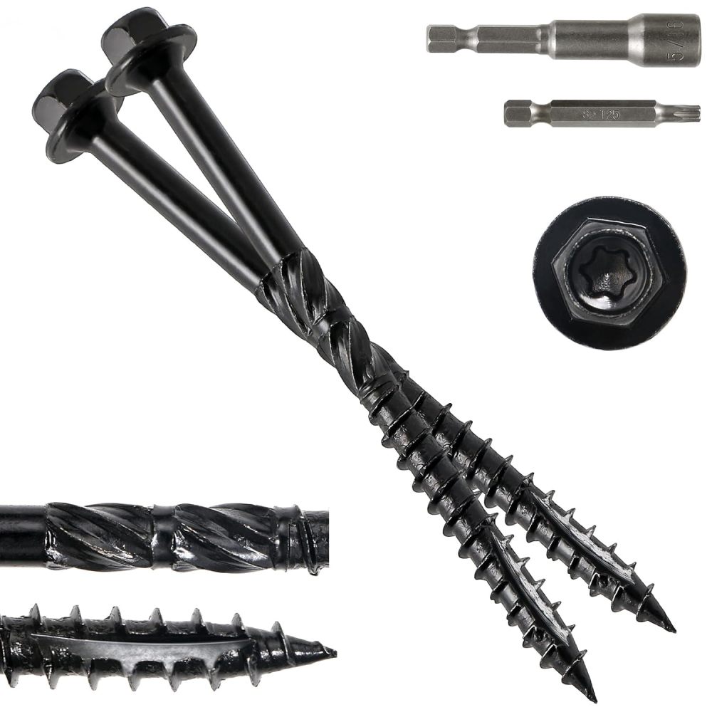 Wood Structural Screws Hex Head Lag Screws, Rust Resistant Timber Screws for Timber/Log/Landscaping Wood
