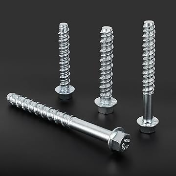  Concrete Screws, Nickel Plated Concrete Screw Drill Bit Set for Anchoring Masonry, Brick or Concrete Block 