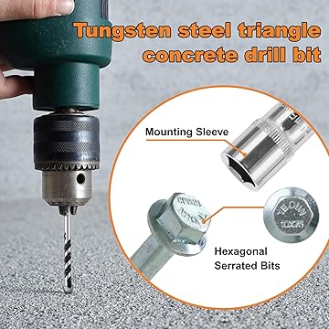  Concrete Screws, Nickel Plated Concrete Screw Drill Bit Set for Anchoring Masonry, Brick or Concrete Block 