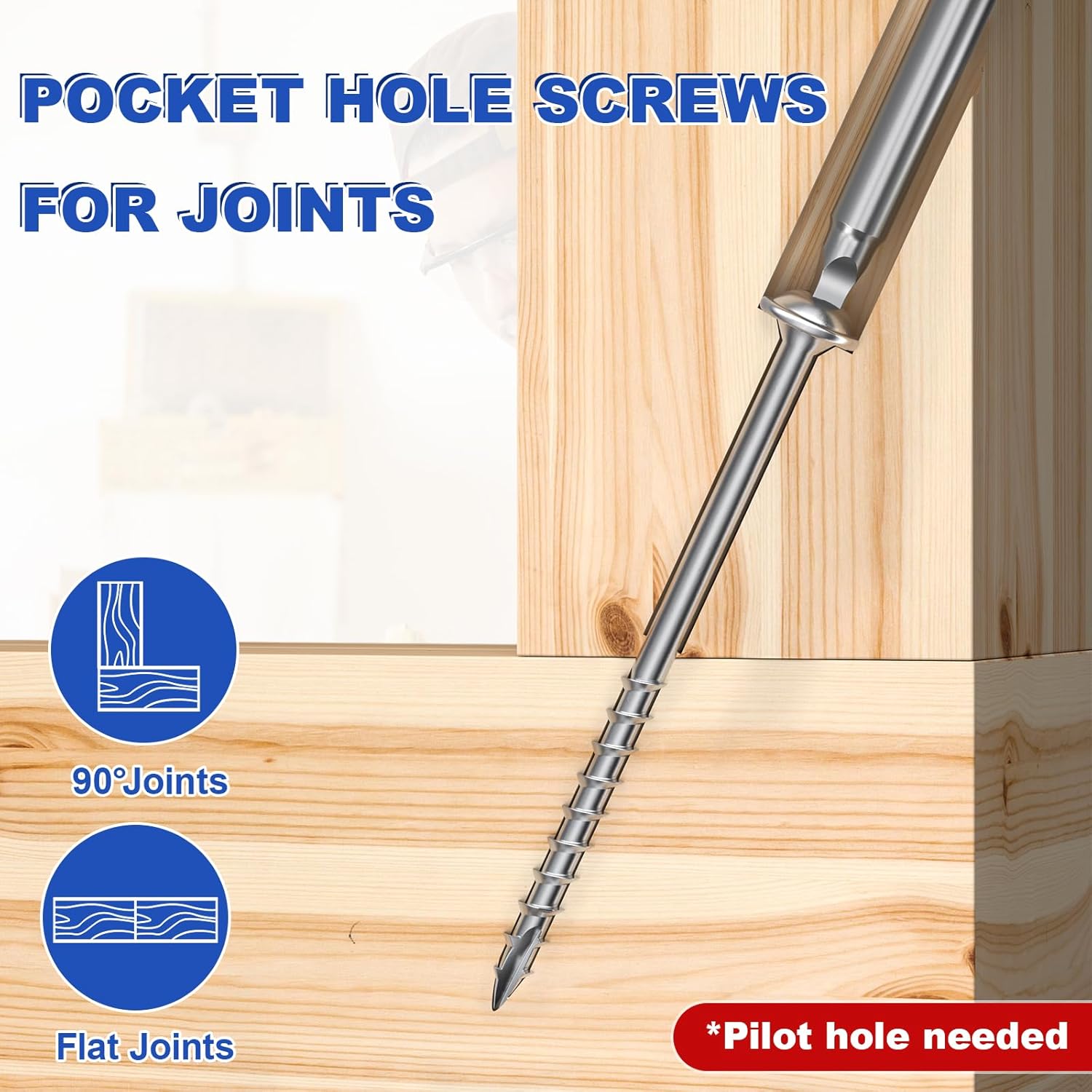 Coarse thread wood screws, square drive, washer head, 4-layer coating, including driver bit
